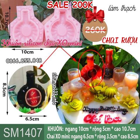 Khuôn silicon làm rau câu chai rượu XO mini 8,5cm ( SM1407 )
