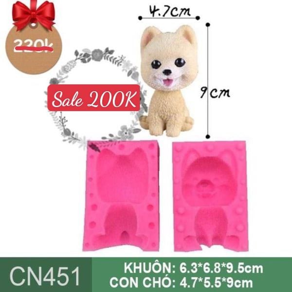 Khuôn silicon con chó Shiba cao 9cm ( CN451 )