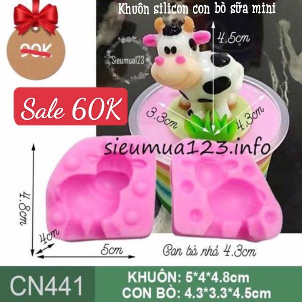 Khuôn silicon con bò sữa mini 4,3cm*3,3cm ( CN441 )