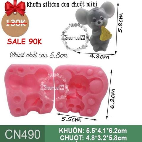 Khuôn silicon con chuột mini gặm phô mai 4,8cm ( CN490 )