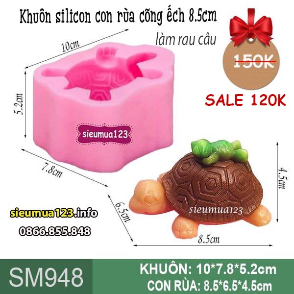 Khuôn silicon con rùa to cõng ếch 8,5cm ( SM948 )