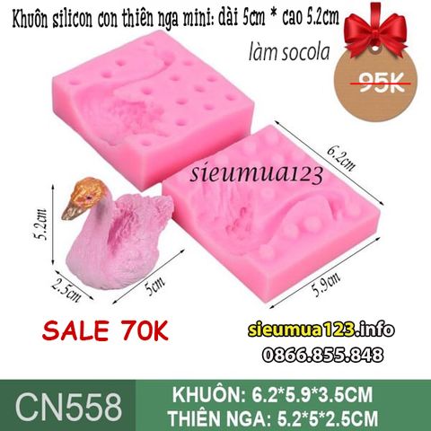 Khuôn silicon Thiên Nga 2 mảnh 5,2cm làm socola ( CN558 )