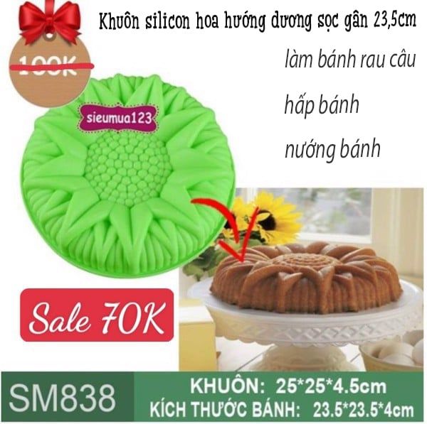 Khuôn silicon làm bánh rau câu hoa hướng dương sọc gân 23,5cm ( SM838 )