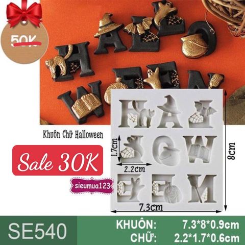 Khuôn silicon chữ Halloween nhỏ 1,7cm ( SE540 )