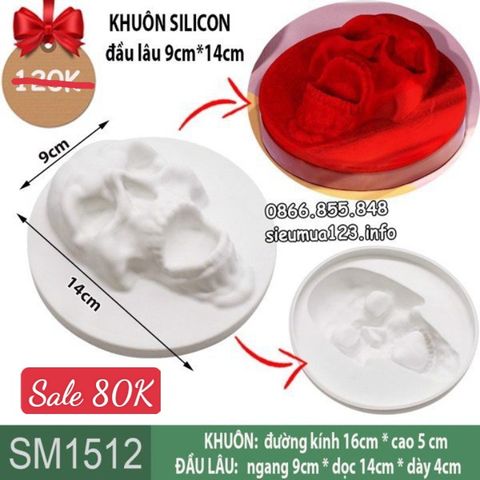 Khuôn silicon làm rau câu đầu lâu trắng to 14cm Halloween ( SM1512 )