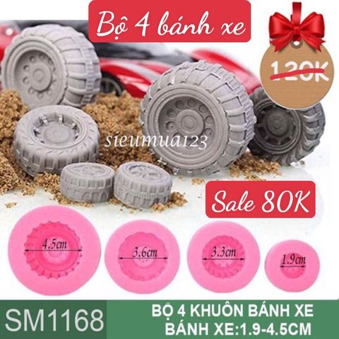 Bộ 4 khuôn silicon bánh xe lớn nhỏ làm rau câu ( SM1168 )