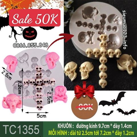 Khuôn silicon đầu lâu thánh giá Halloween ( TC1355 )