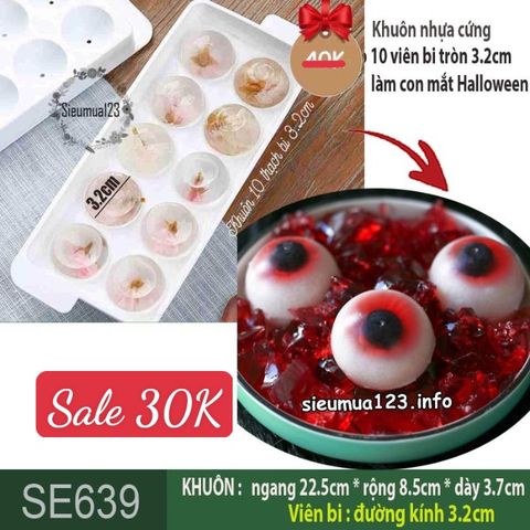 Khuôn nhựa cứng 10 con mắt Halloween 3,2cm ( SE639 )