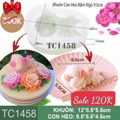 Khuôn silicn làm rau câu Con Heo Nằm Ngủ 9,5cm ( TC1458 ) 345gr