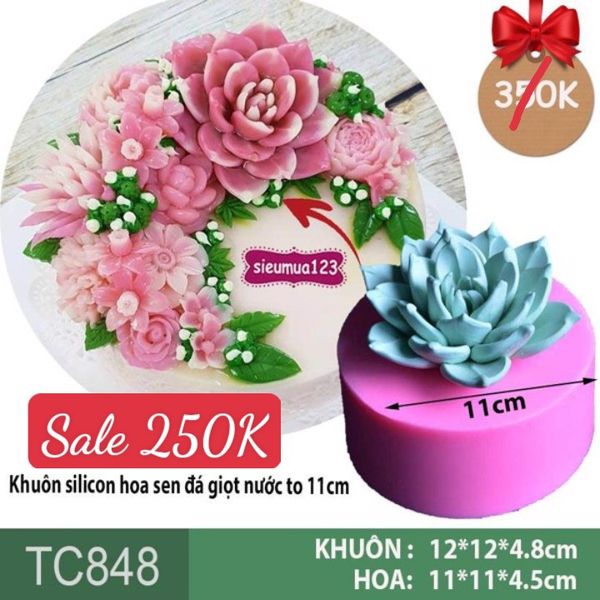 Khuôn silicon sen đá giọt nước to 11cm ( TC848 ) làm rau câu