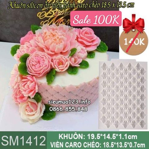 Khuôn silicon ốp viền bánh caro chéo 18,5cm ( SM1412 )
