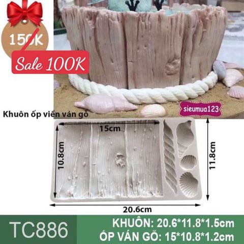 Khuôn silicon ốp viền ván gỗ dây thừng sò biển 15cm ( TC886 )