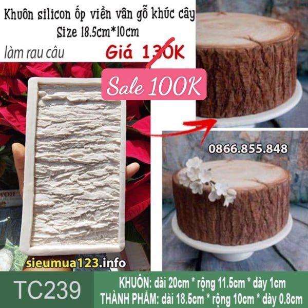 Khuôn silicon Ốp viền vân gỗ khúc cây 18.5cm*10cm ( TC239 )