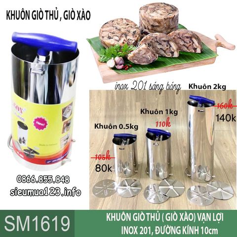 Khuôn làm giò thủ chính hãng Vạn Lợi Dragon inox 201 đường kính 10cm ( SM1619)