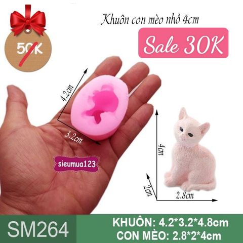Khuôn rau câu silicon con mèo nhỏ 4cm ( SM264 )