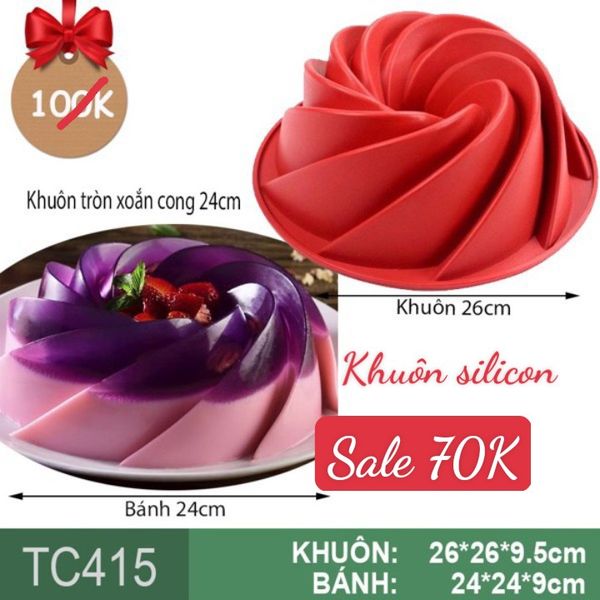 Khuôn silicon làm rau câu tròn cánh nhọn xoắn cong lớn 24cm ( TC415 )
