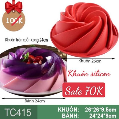 Khuôn nướng bánh silicon tròn cánh nhọn xoắn cong lớn 24cm ( TC415 )