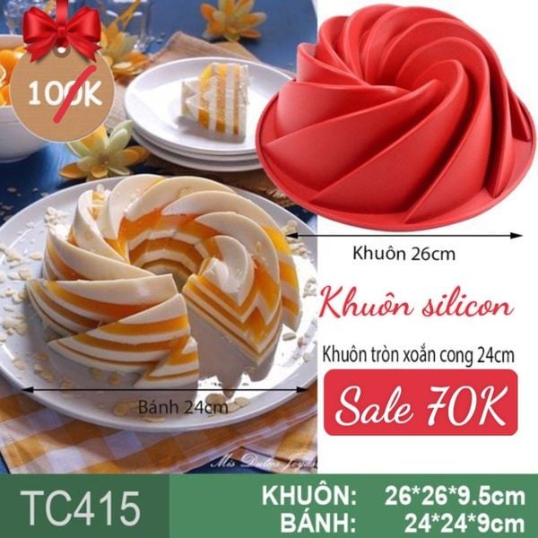 Khuôn nướng bánh silicon tròn cánh nhọn xoắn cong lớn 24cm ( TC415 )