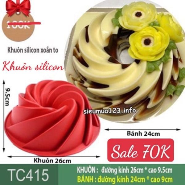 Khuôn nướng bánh silicon tròn cánh nhọn xoắn cong lớn 24cm ( TC415 )