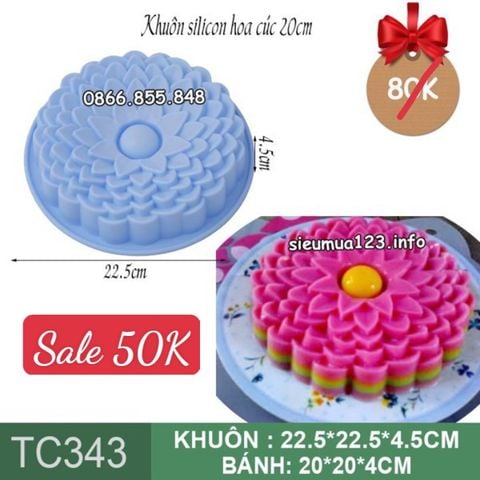 Khuôn nướng bánh silicon hoa cúc tầng lõm nhiều cánh lớn 20cm ( TC343 )