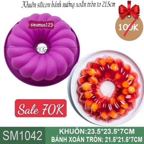 Khuôn silicon làm bánh rau câu tròn xoắn to 21,5cm ( SM1042 )
