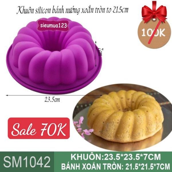 Khuôn silicon làm bánh rau câu tròn xoắn to 21,5cm ( SM1042 ) CÒN NHIỀU
