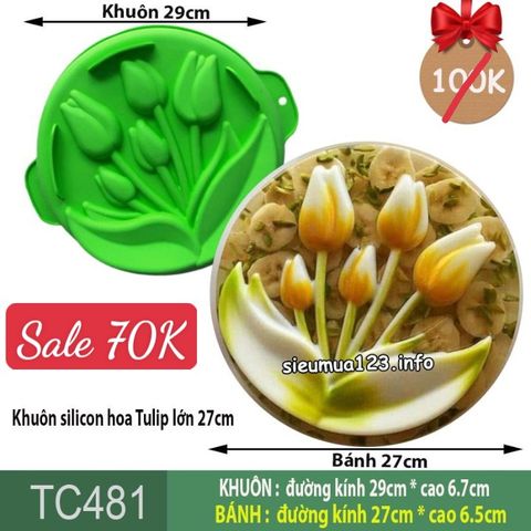 Khuôn silicon làm bánh rau câu hoa Tulip lớn 27cm ( TC481 )