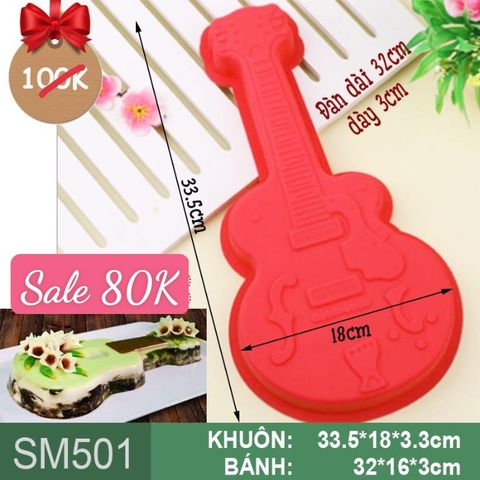 Khuôn silicon làm bánh cây đàn dài 32cm cao 3cm ( SM501 )