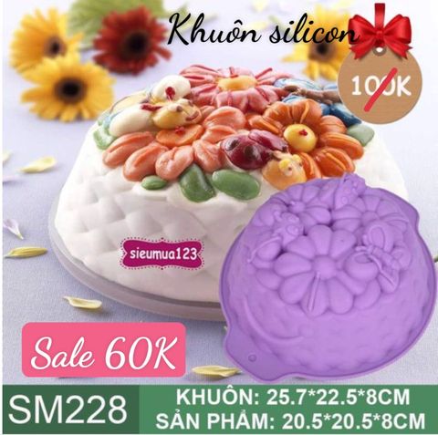 Khuôn silicon làm bánh rau câu hoa bướm bọ ong 20,5cm ( SM228 )
