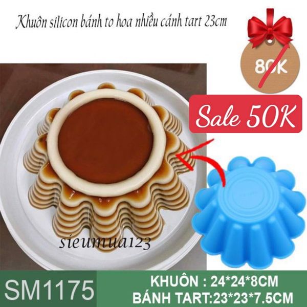 Khuôn silicon làm bánh rau câu to tart to nhiều cánh 23cm ( SM1175 )