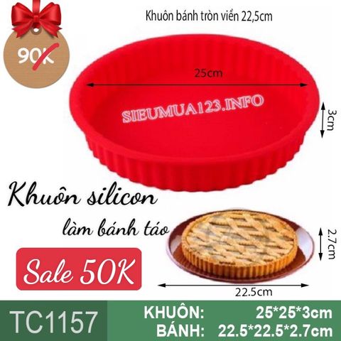 Khuôn nướng bánh silicon tròn viền 22,5cm  ( TC1157 )
