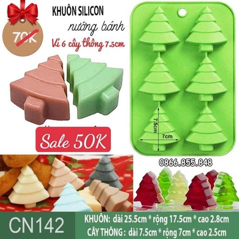 Khuôn silicon 6 cây thông 7,5cm ( CN142 )