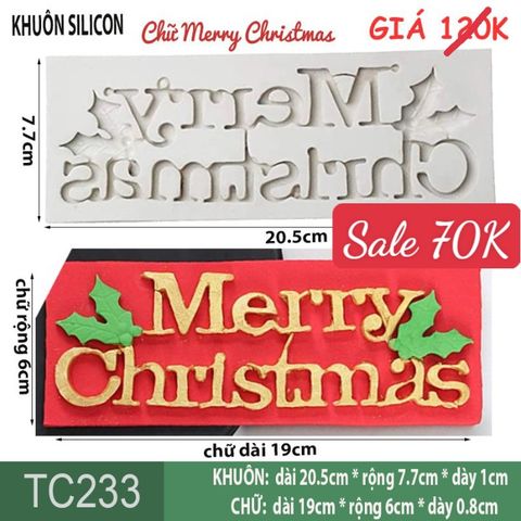 Khuôn silicon chữ Merry Christmas 19cm ( TC233 )