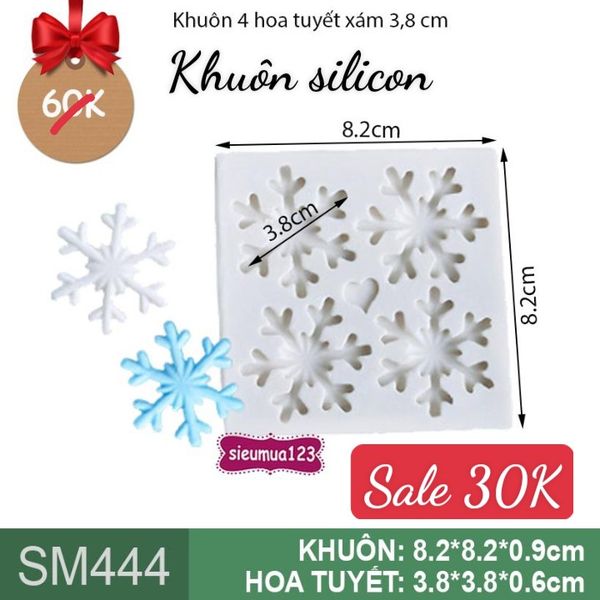 Khuôn silicon 4 hoa tuyết 3,8 cm ( SM444 )