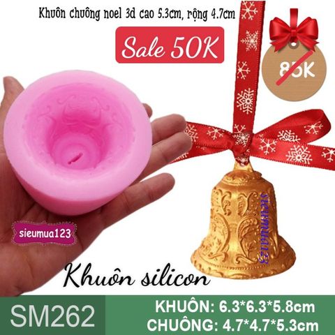 Khuôn silicon cái chuông Noel to 3D 5cm ( SM262 )