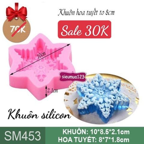 Khuôn rau câu silicon hoa tuyết Noel to 8cm ( SM453 )