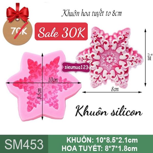 Khuôn rau câu silicon hoa tuyết Noel to 8cm ( SM453 )