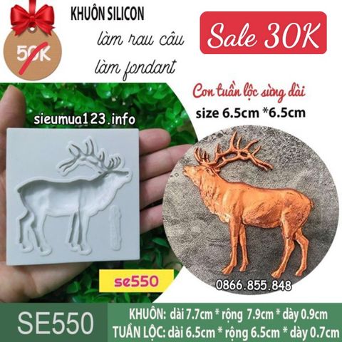 Khuôn silicon con tuần lộc sừng dài 6,5cm ( SE550 )