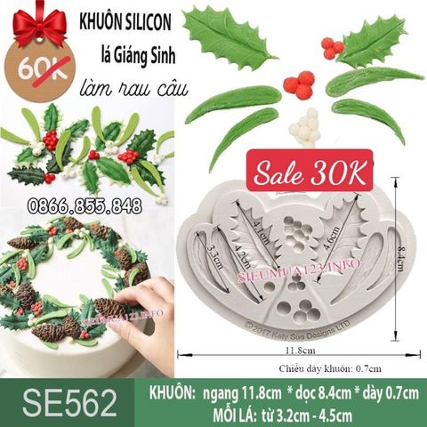 Khuôn silicon chiếc lá giáng sinh Noel ( SE562 )