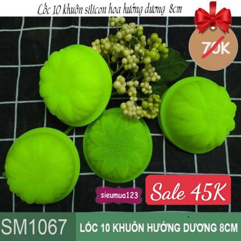 Lốc 10 khuôn silicon hoa hướng dương 8cm ( SM1067 )