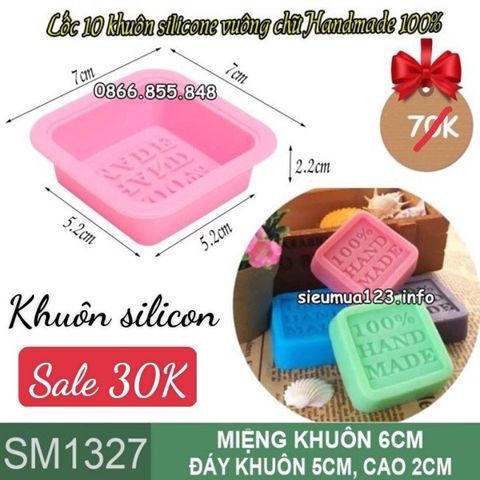 Lốc 10 khuôn silicon vuông chữ Handmade 100% ( SM1327 )