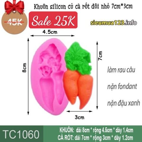 Khuôn silicon củ cà rốt đôi nhỏ 7cm ( TC1060 )
