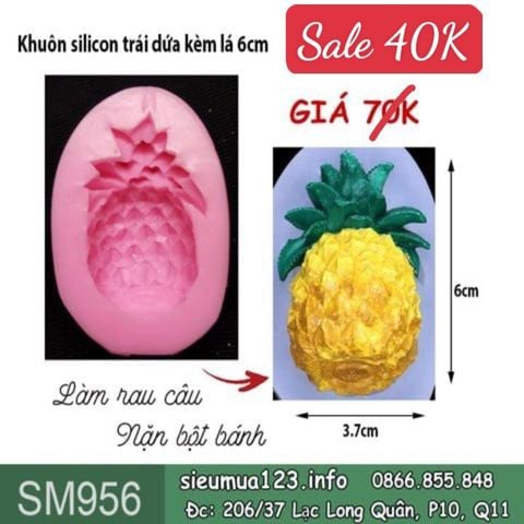 Khuôn silicon trái dứa kèm lá 6cm ( SM956 )