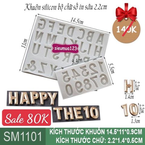 Khuôn silicon bộ chữ số in sâu 2,2cm ( SM1101 )