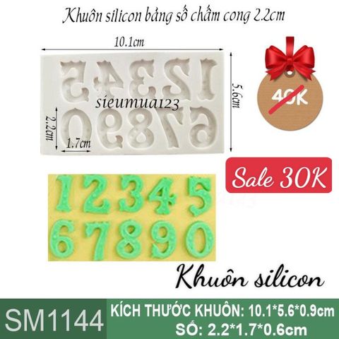 Khuôn silicon bảng số chấm bi cao 2,2cm ( SM1144 )