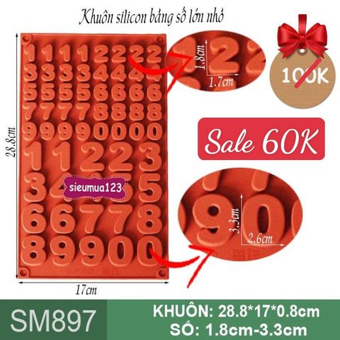 Khuôn silicon bảng số lớn nhỏ 1,8-3,3cm ( SM897 )