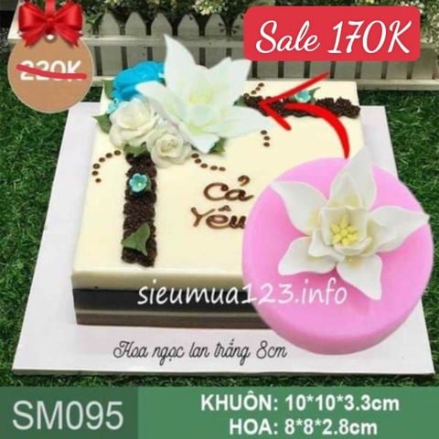 Khuôn silicon hoa Ngọc Lan trắng nhụy vàng 8cm ( SM095 )