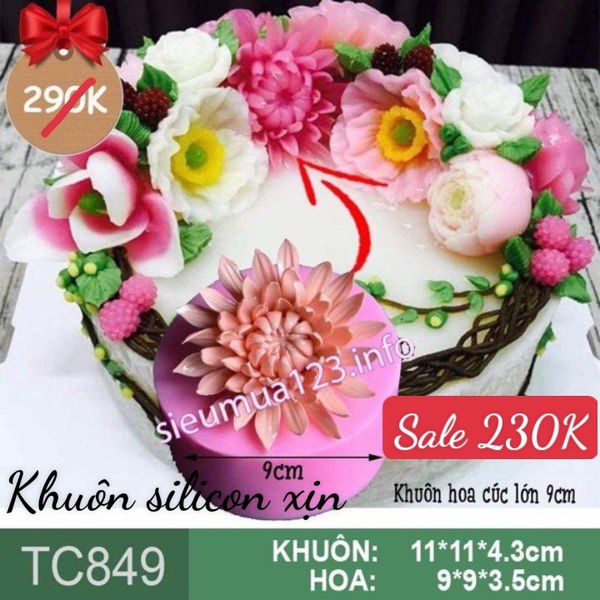 Khuôn silicon hoa cúc đại cánh nhọn lớn 9cm ( TC849 )