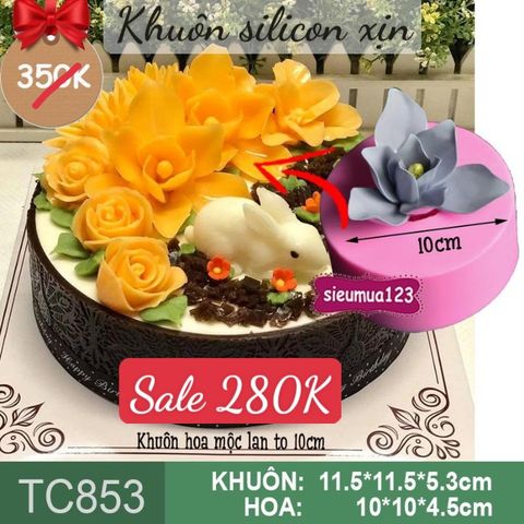 Khuôn silicon hoa mộc lan đại 9 cánh to 10cm ( TC853 )