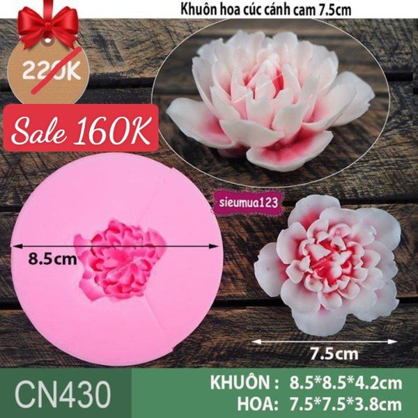 Khuôn silicon hoa cúc cánh cam 7,5cm ( CN430 ) làm rau câu